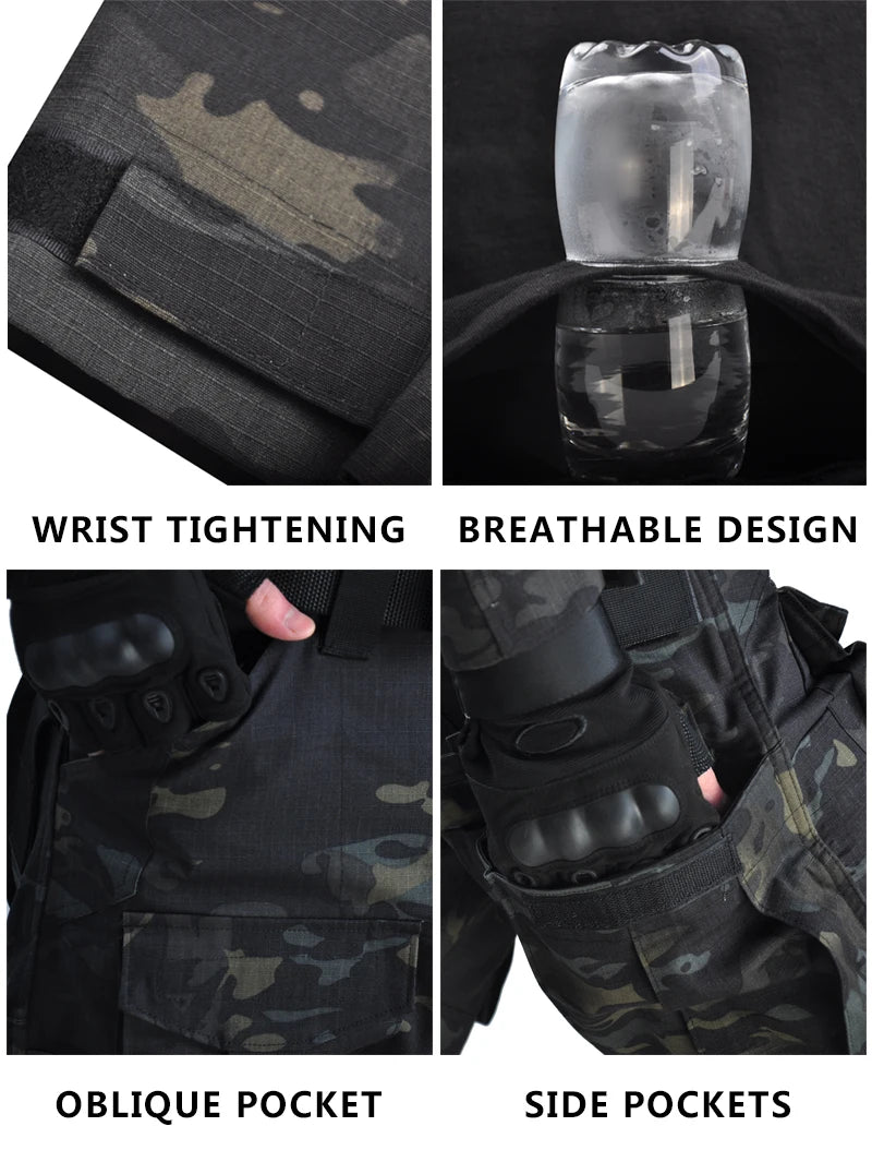 Tactical pants (half-black) & Long sleeve (half-black)