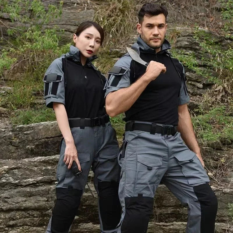 Tactical pants (half-black) & T-shirt (half-black)