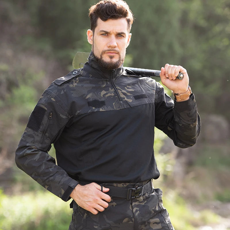 Tactical pants & Long sleeve (half-black)