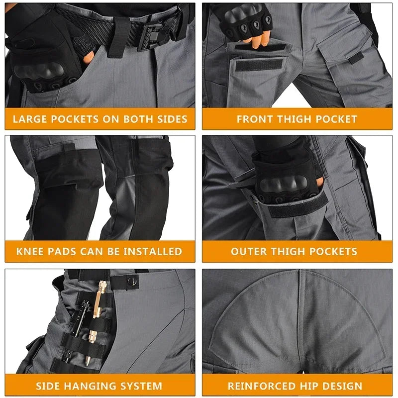 Tactical pants (half-black) & T-shirt (half-black)