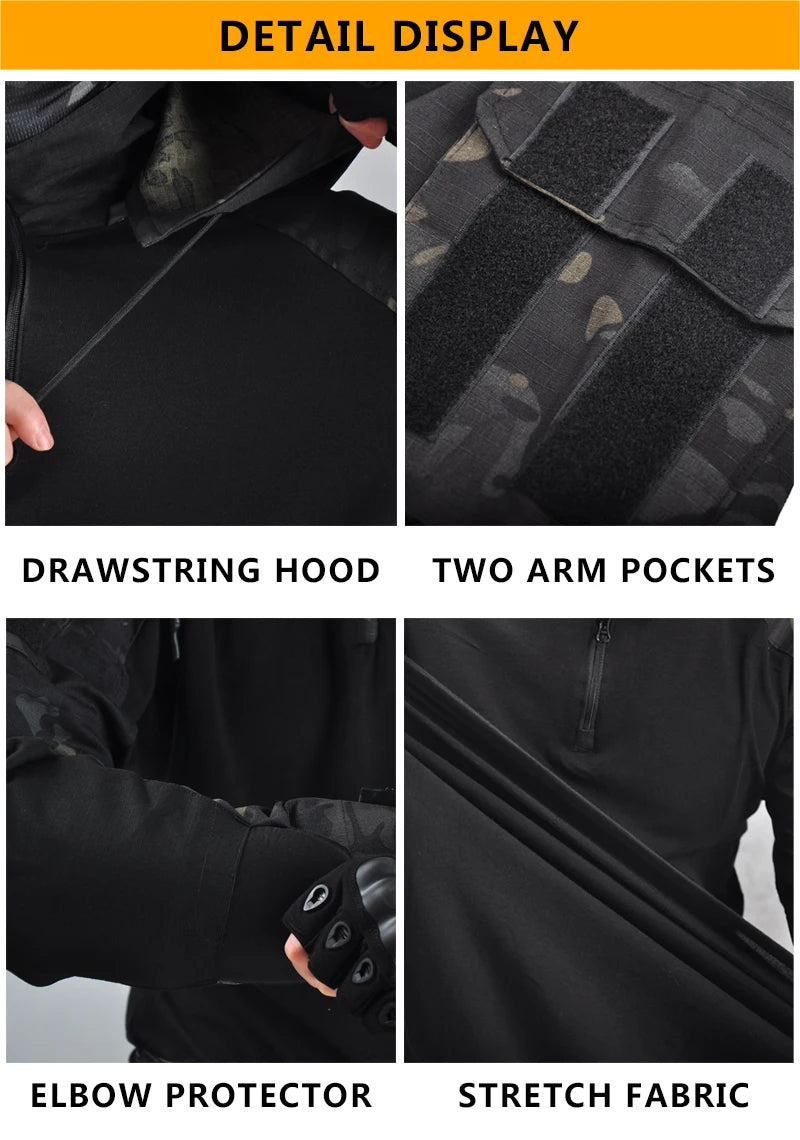 Tactical pants (half-black) & Long sleeve (half-black)